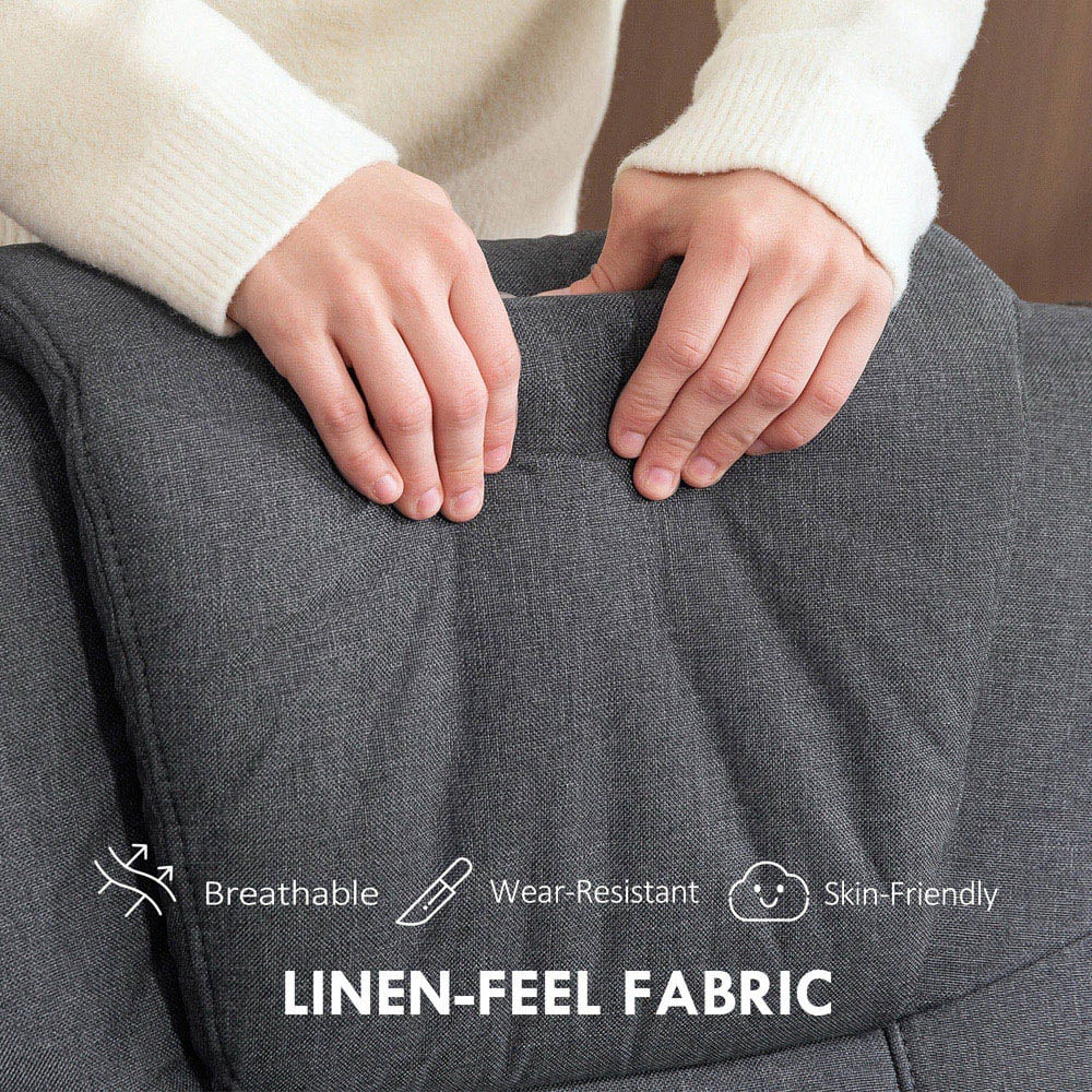 Portland Grey Linen Upholstered Swivel Rocker Recliner Chair with Footstool Image 5