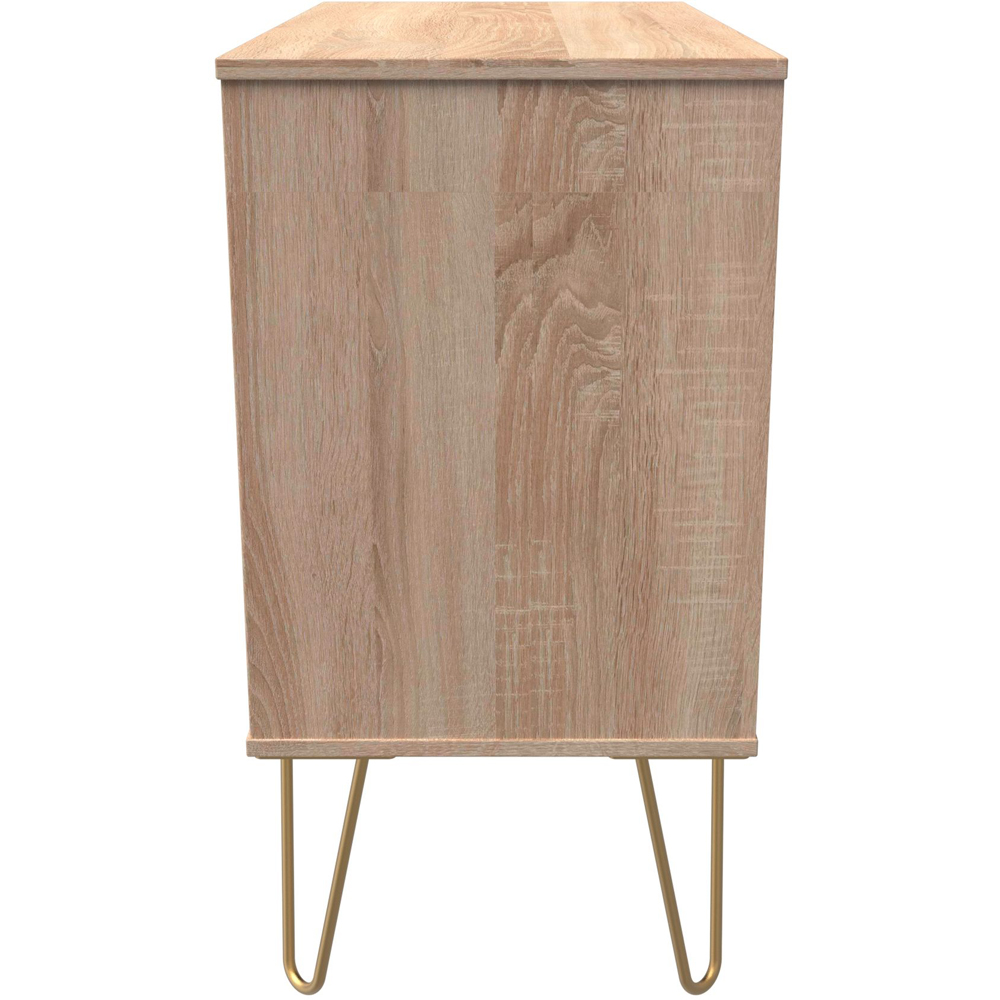 Crowndale 3 Drawer White Matt and Bardolino Oak Wide Chest of Drawers Ready Assembled Image 4