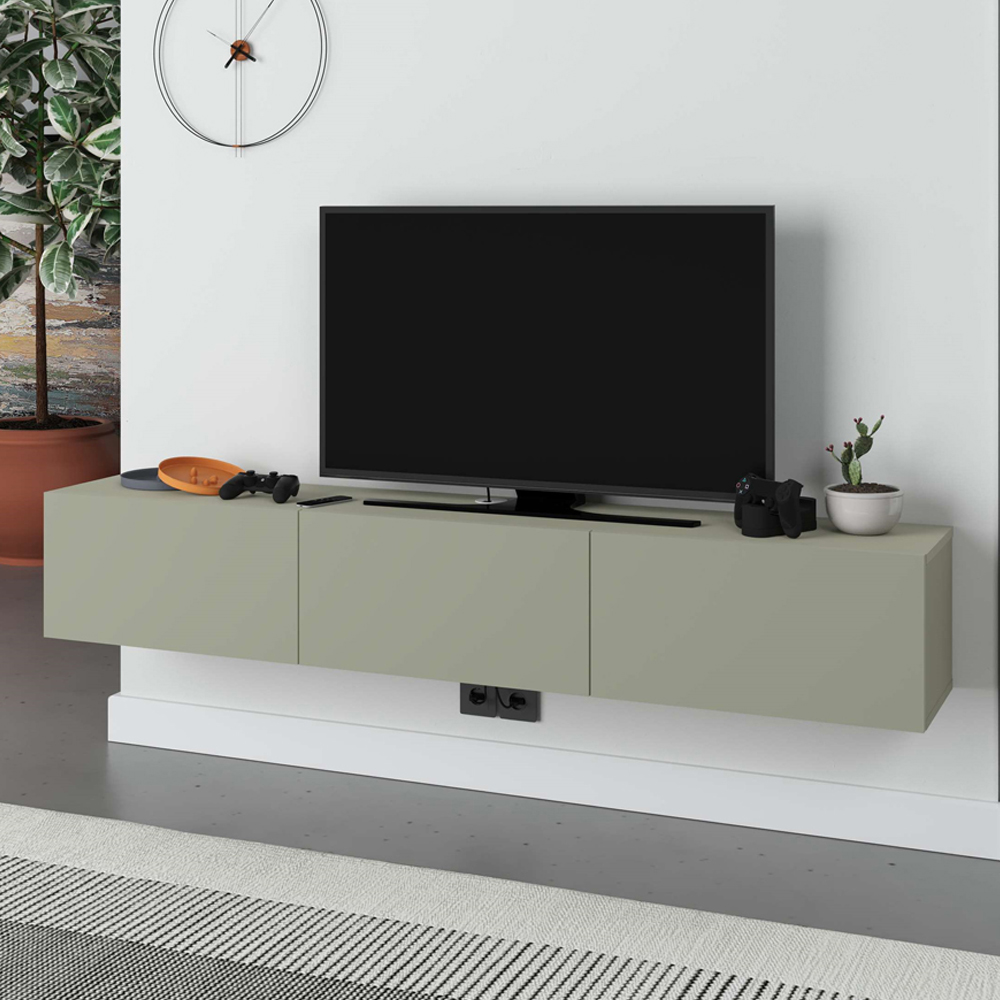 Decortie Francy Ash Green TV Stand with Storage Cabinet Image 1