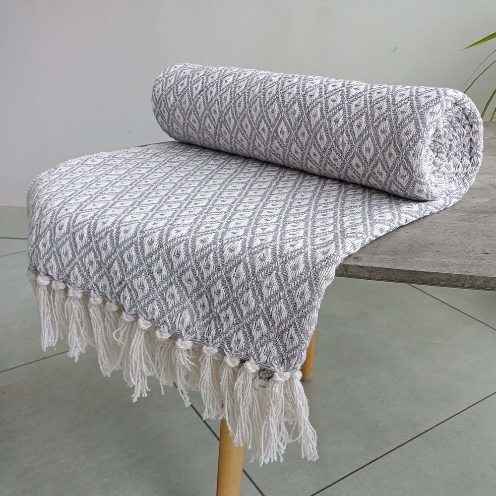 Rapport Home Silver Eden Recycled Cotton Geometric Throw 127 x 152cm Image 2