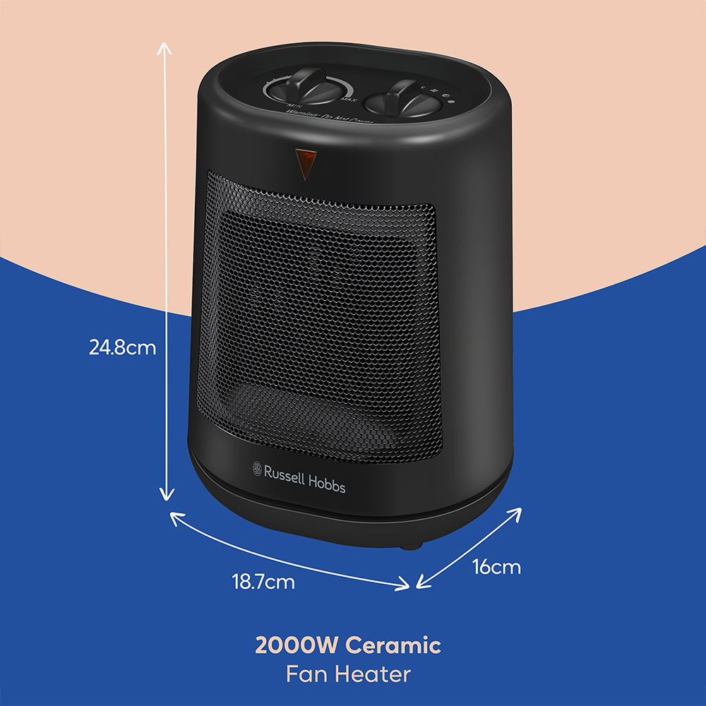 Russell Hobbs RHFH1008B Black Oscillating Ceramic Heater 2000W Image 9
