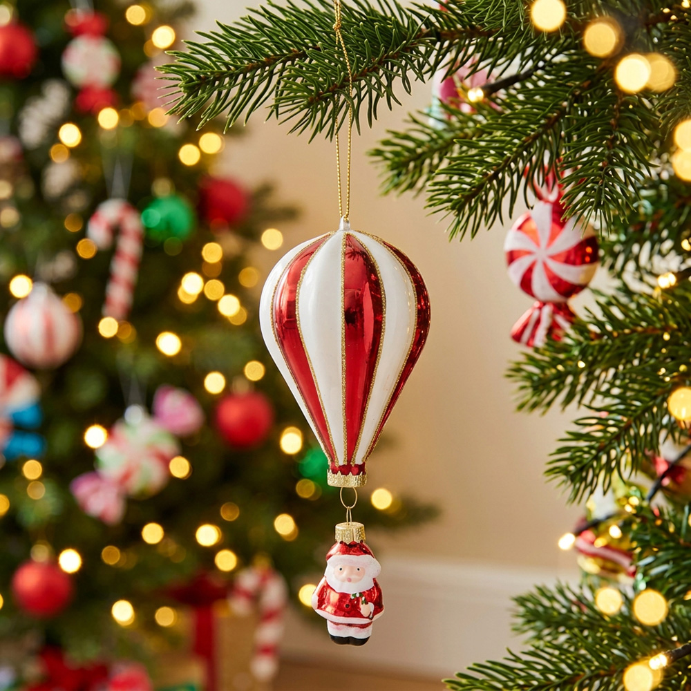 Santa's Hot Air Balloon Decoration Red Image 2