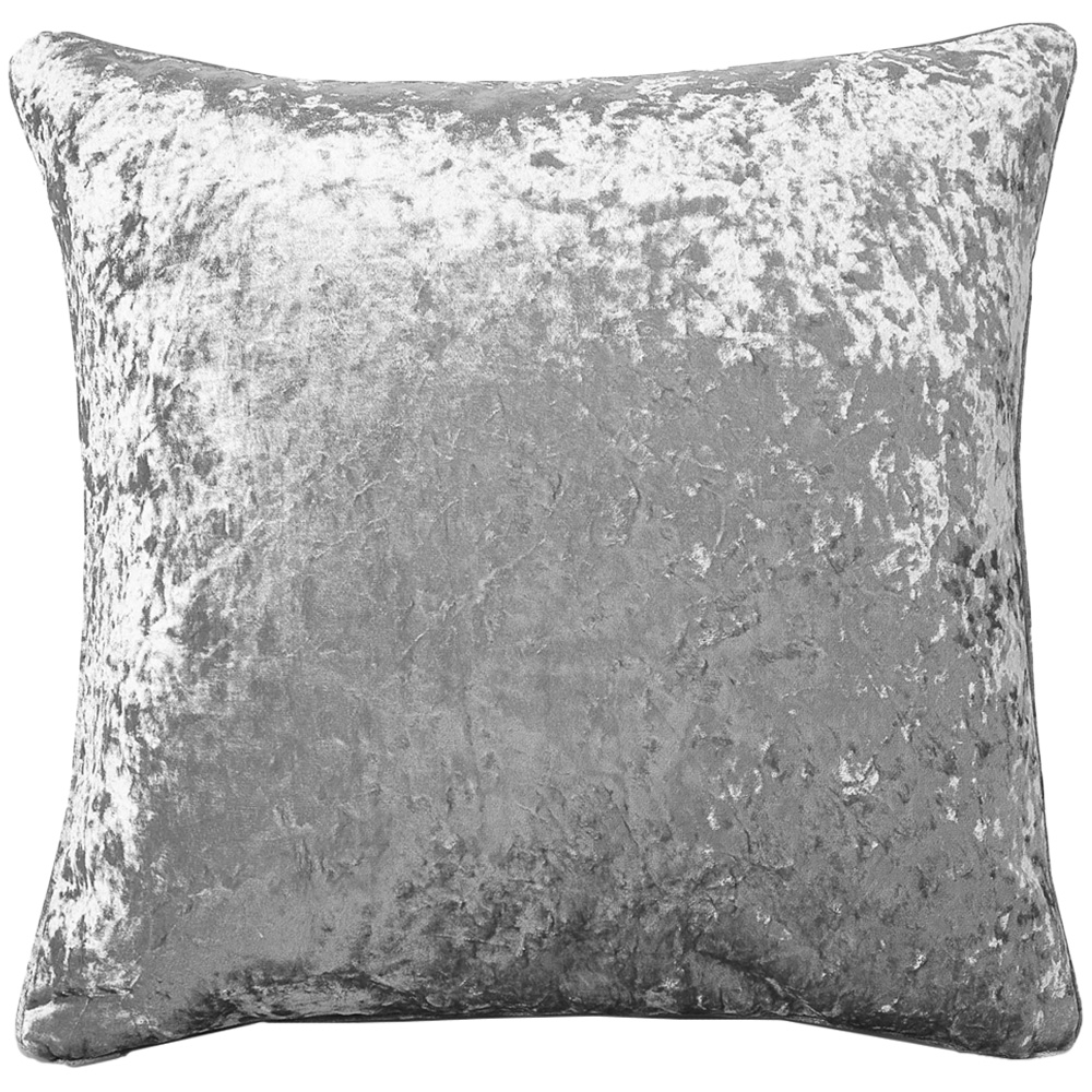 Intimates Plain Crushed Velvet Silver Filled Cushion 43 x 43cm 2 Pack Image 1
