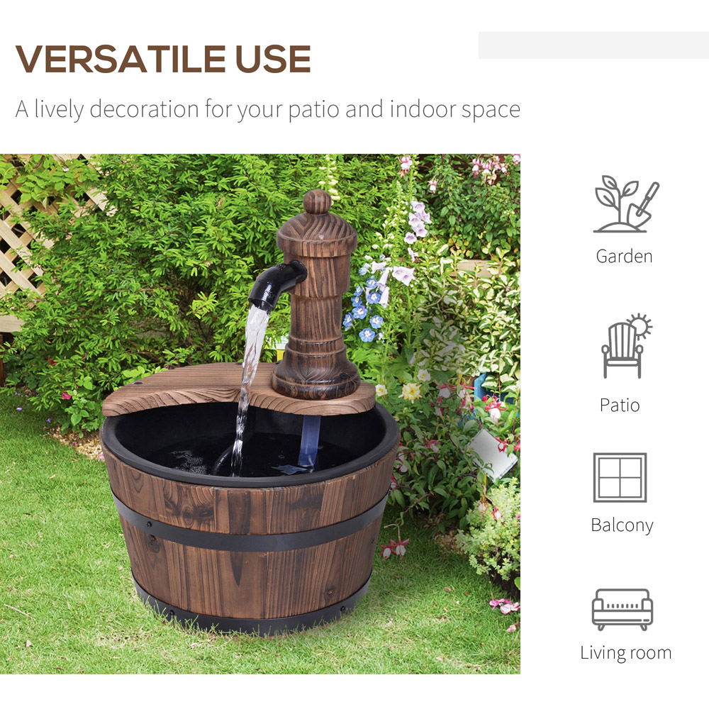 Outsunny Fir Wood Garden Water Feature with Planter Image 6