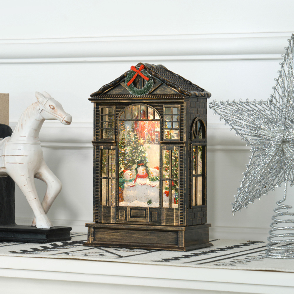 Everglow Bronze Tone with Light Christmas Snow Globe Lantern Image 2