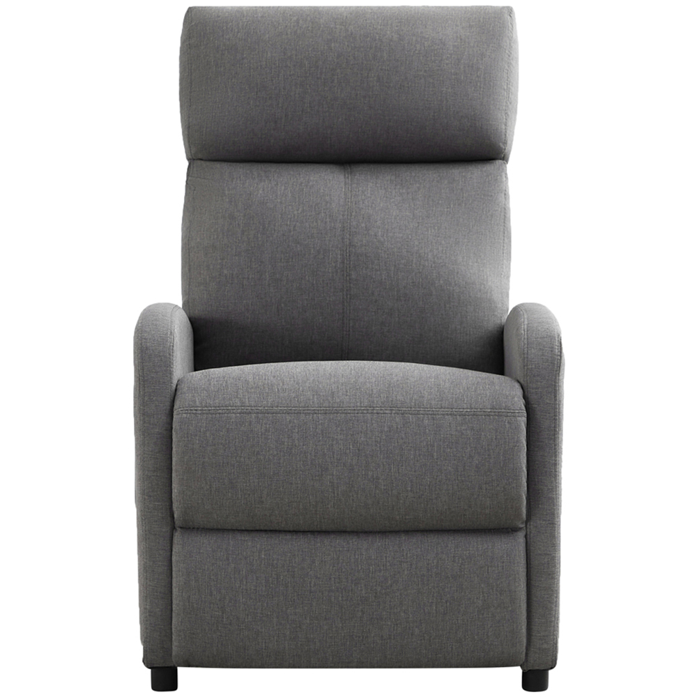 Linen Fabric Grey Recliner Pushback Adjustable Arm Chair Image 2