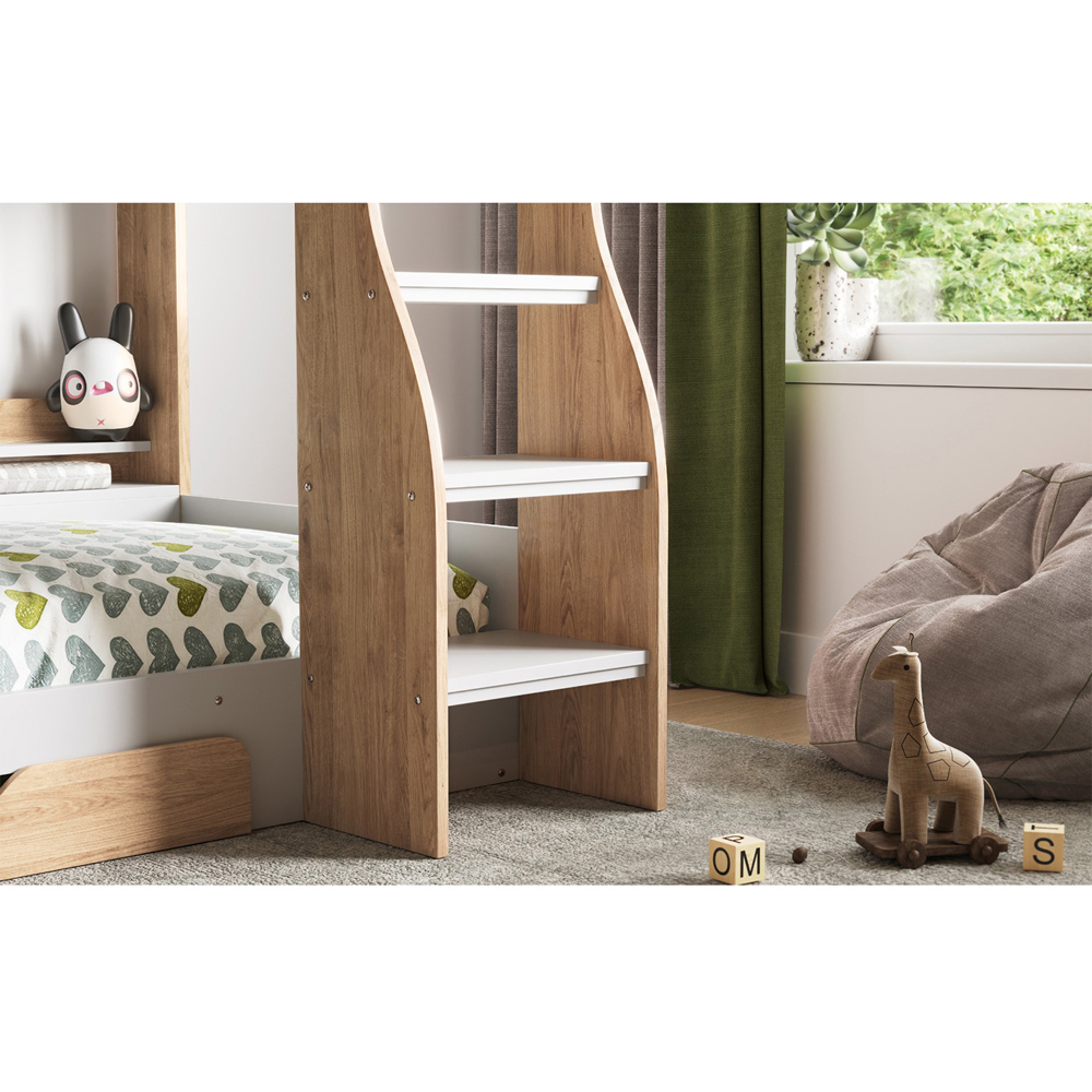 Flair Flick Oak Single Drawer Bunk Bed with Shelves Image 4