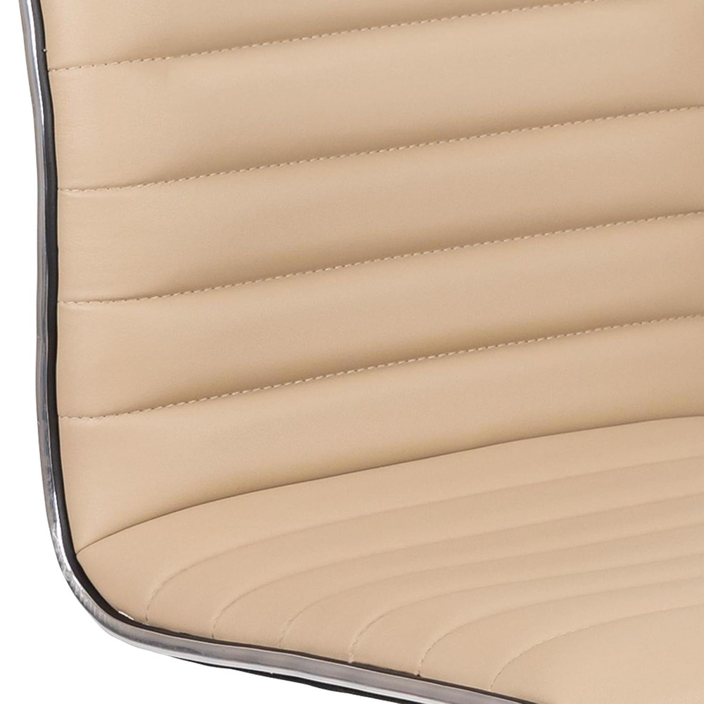 FWStyle Beige Faux Leather Ribbed Designer Office Chair Image 4