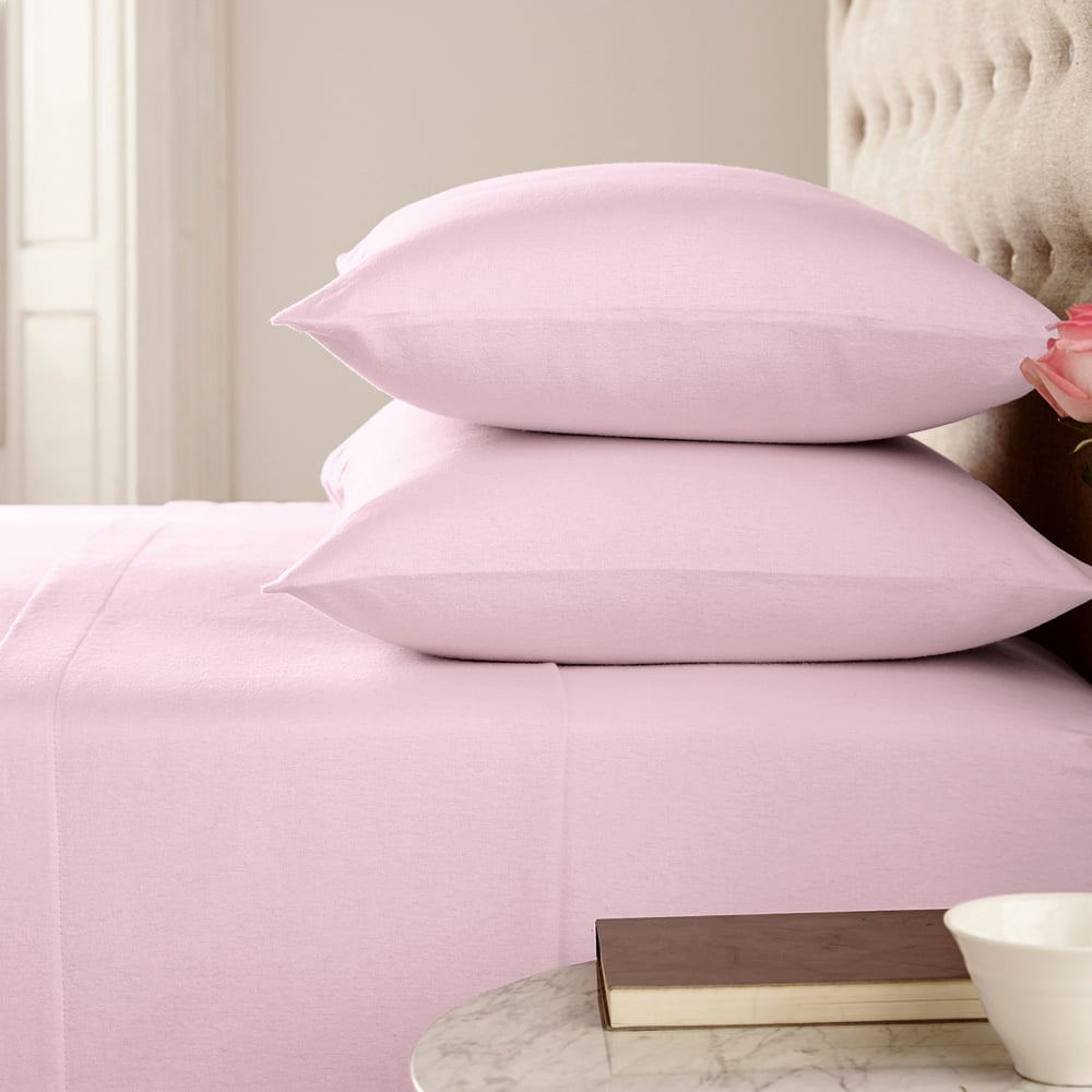 Helena Springfield Double Baby Pink Brushed Cotton Flat Bed Sheet Image 2