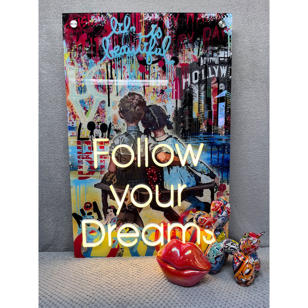 Splashbax Follow Your Dreams Unframed LED Neon Wall Art Image 6