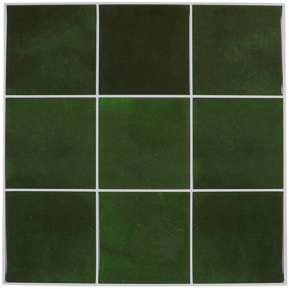 Living and Home 9 Grid Dark Green Peel and Stick Wall Tile Sticker 10 Pack Image 8