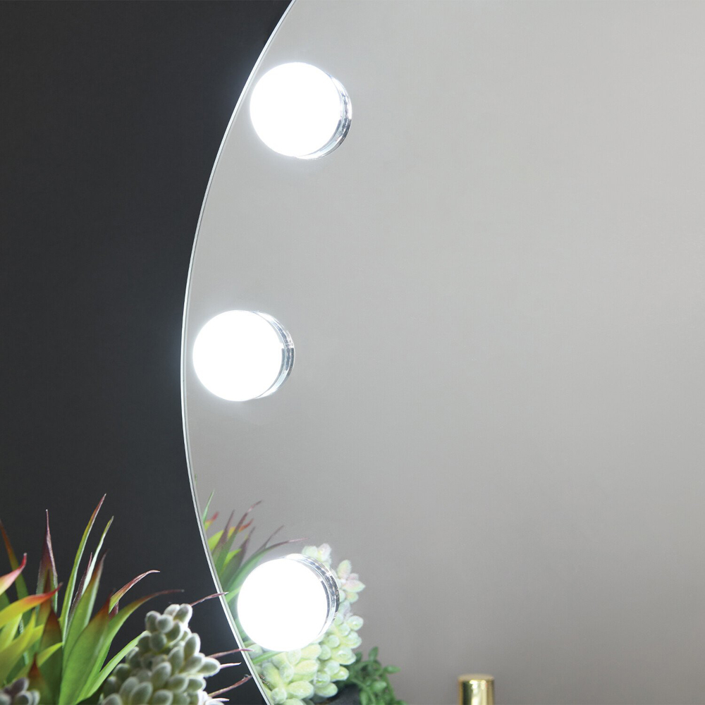 Lila Round Light Up LED Mirror Image 3