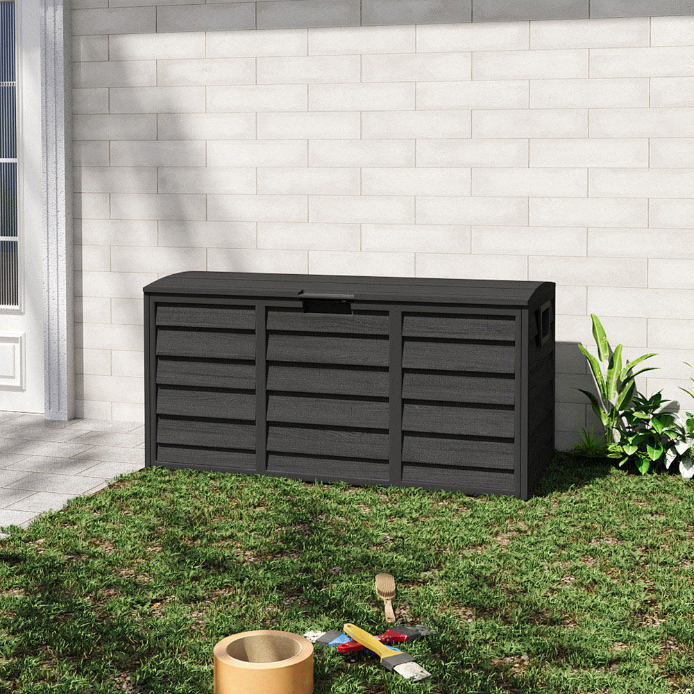Living and Home 290L Black Top Garden Storage Box Image 6