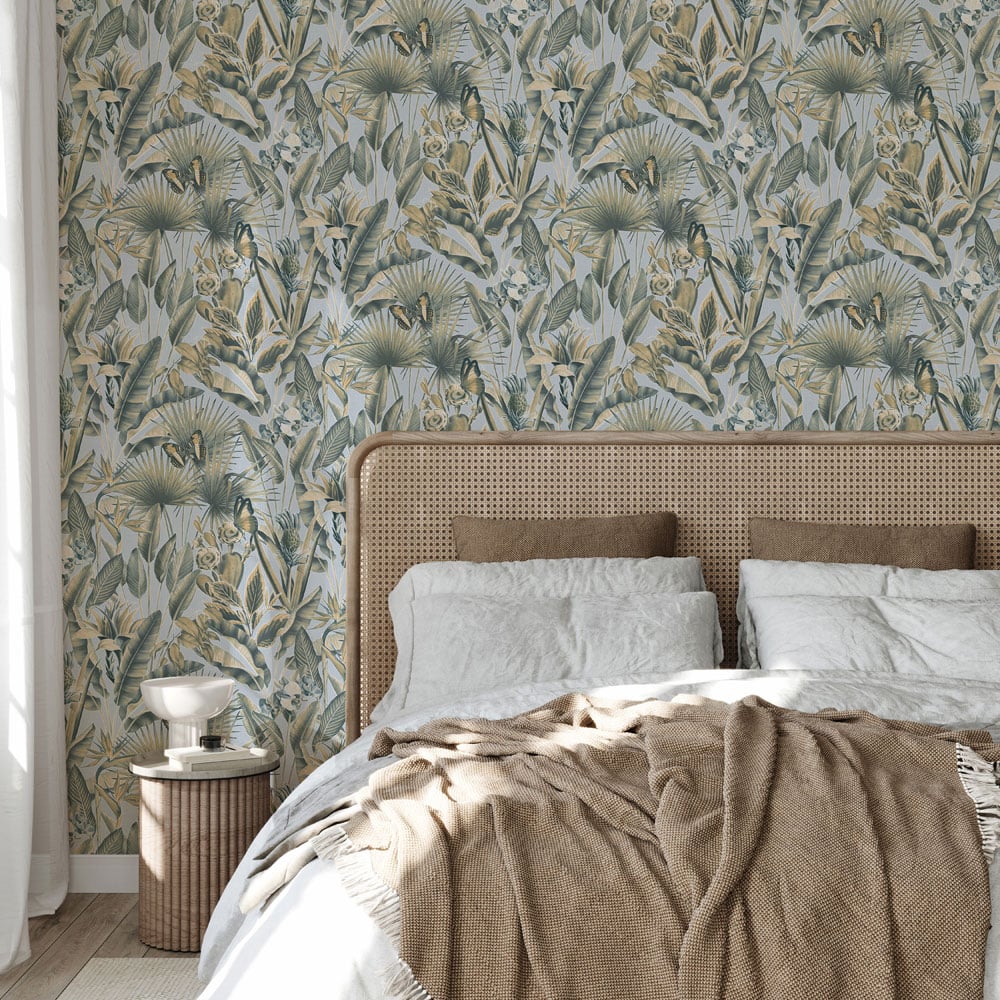 Rasch Wallpaper Zanzibar Chalky Blue Wallpaper Image 3