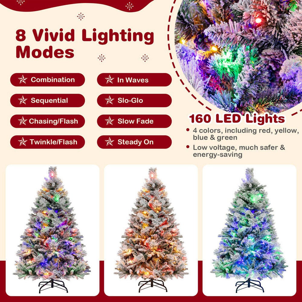 Costway Pre Lit Multicolour Pine Needles and Cones LED Artificial Christmas Tree 4.5ft Image 8