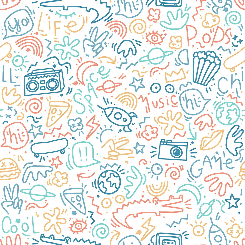Muriva Doodle Multi Wallpaper Image 1