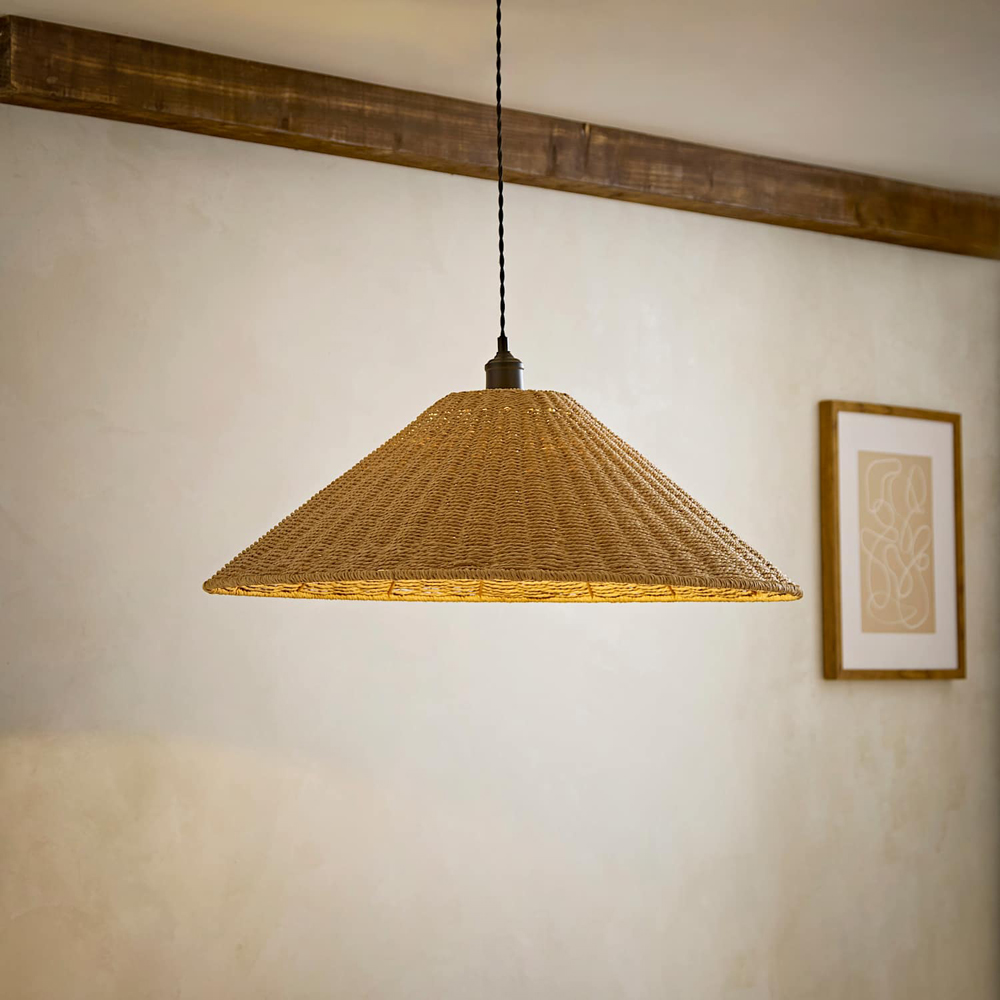 ValueLights Thelma Wicker Conical Shade Ceiling Pendant Light Image 6