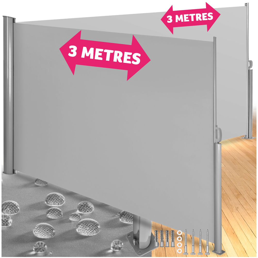 tectake Grey Double Sided Retractable Side Awning 1.6 x 6m Image 2