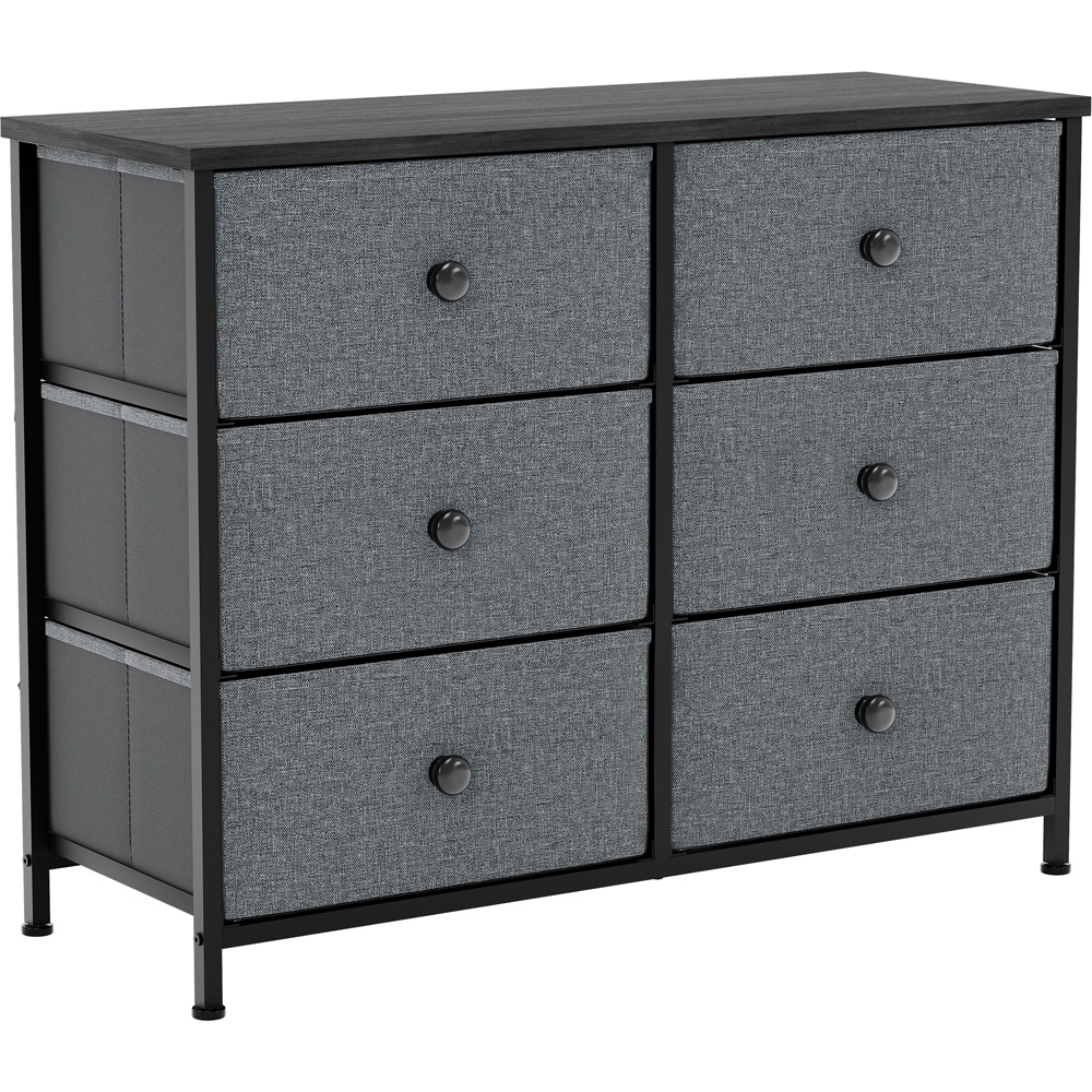 Vida Designs Chorley 6 Drawer Grey and Black Fabric Chest of Drawer Image 2
