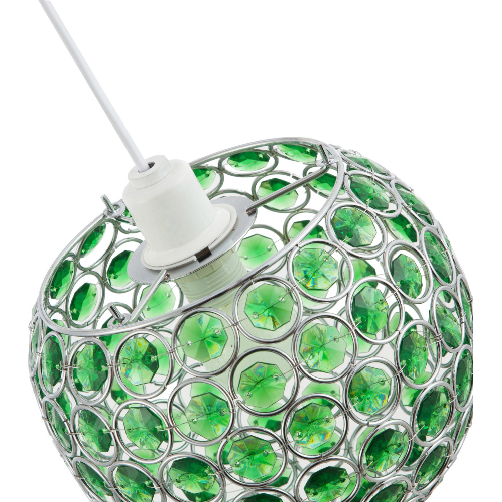 Happy Homewares Round Globe Small Green Acrylic Bead Jewels Pendant Shade Image 6