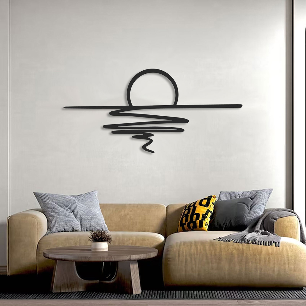 Decortie Sunset Horizon Minimalist Black Metal Wall Decor Image 3