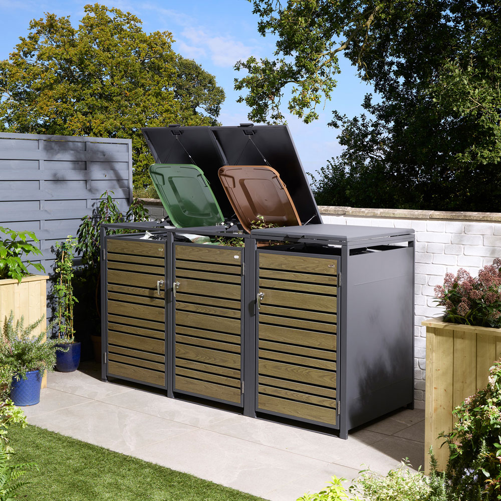 Rowlinson Chelsea Oak 3 Wheelie Bin Store Image 2