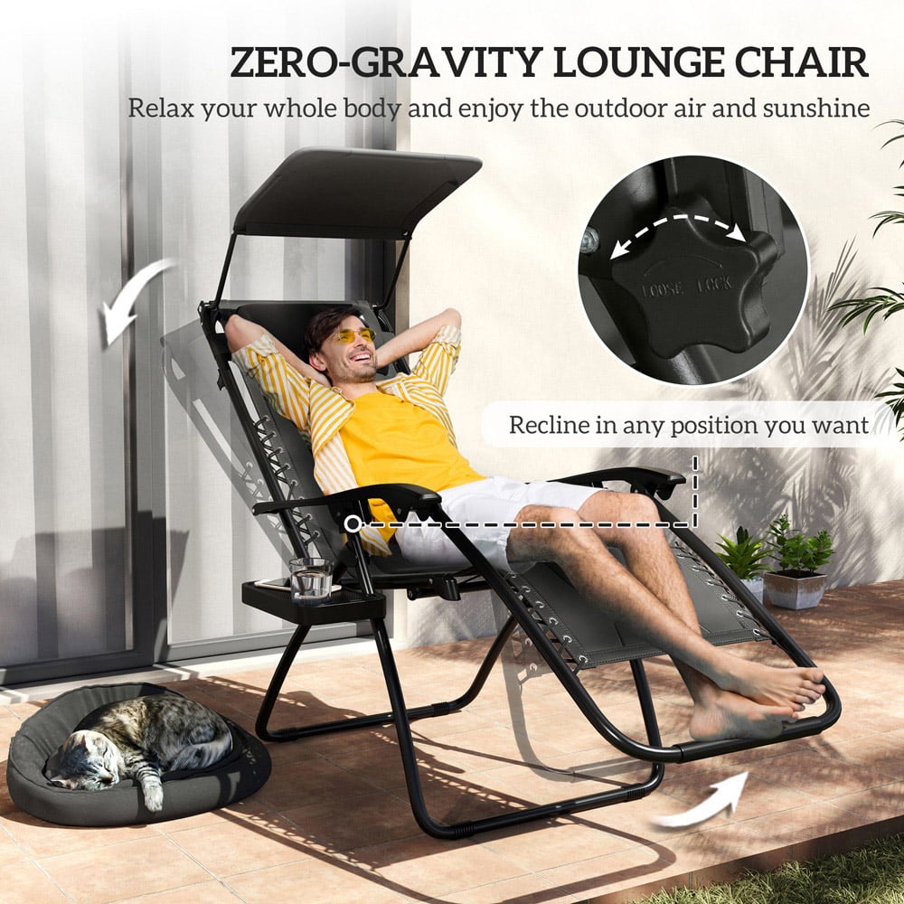 Outsunny Black Zero Gravity Folding Reclining Chair Image 7