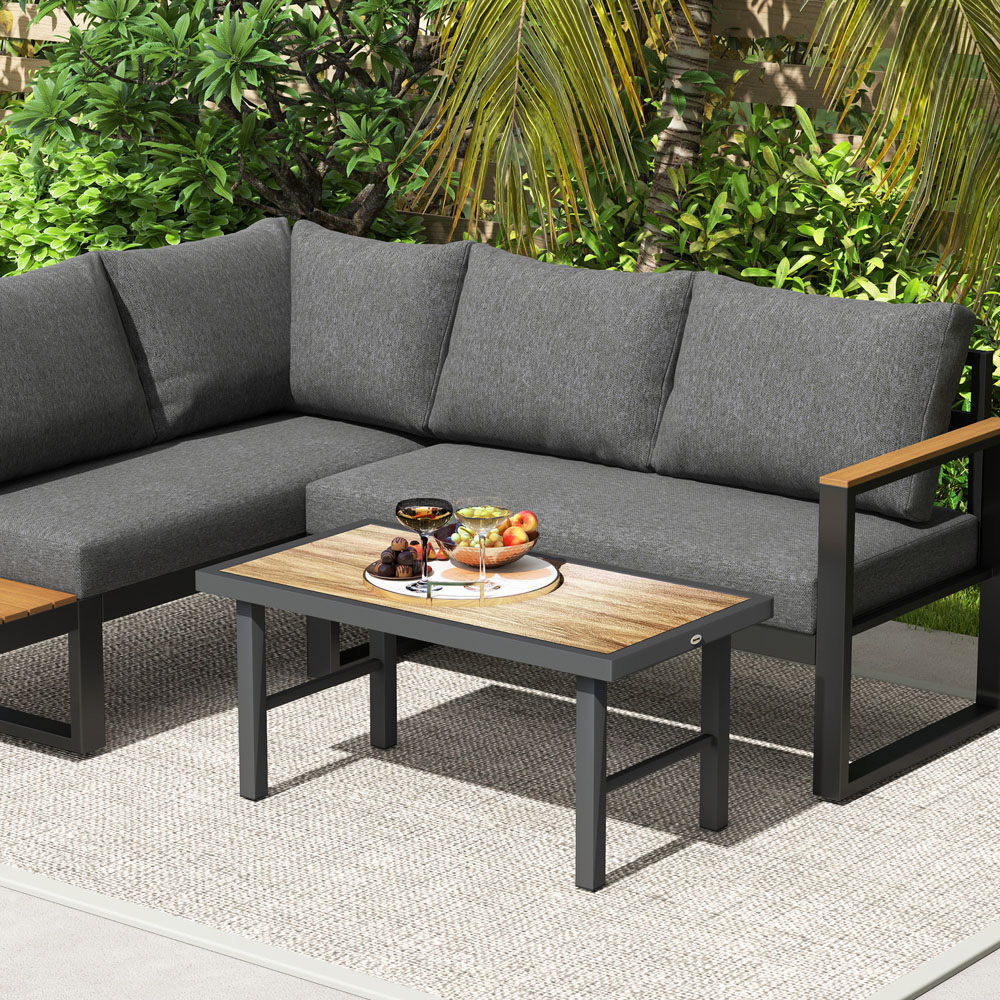 Outsunny Brown Wood Effect Garden Coffee Table Image 3