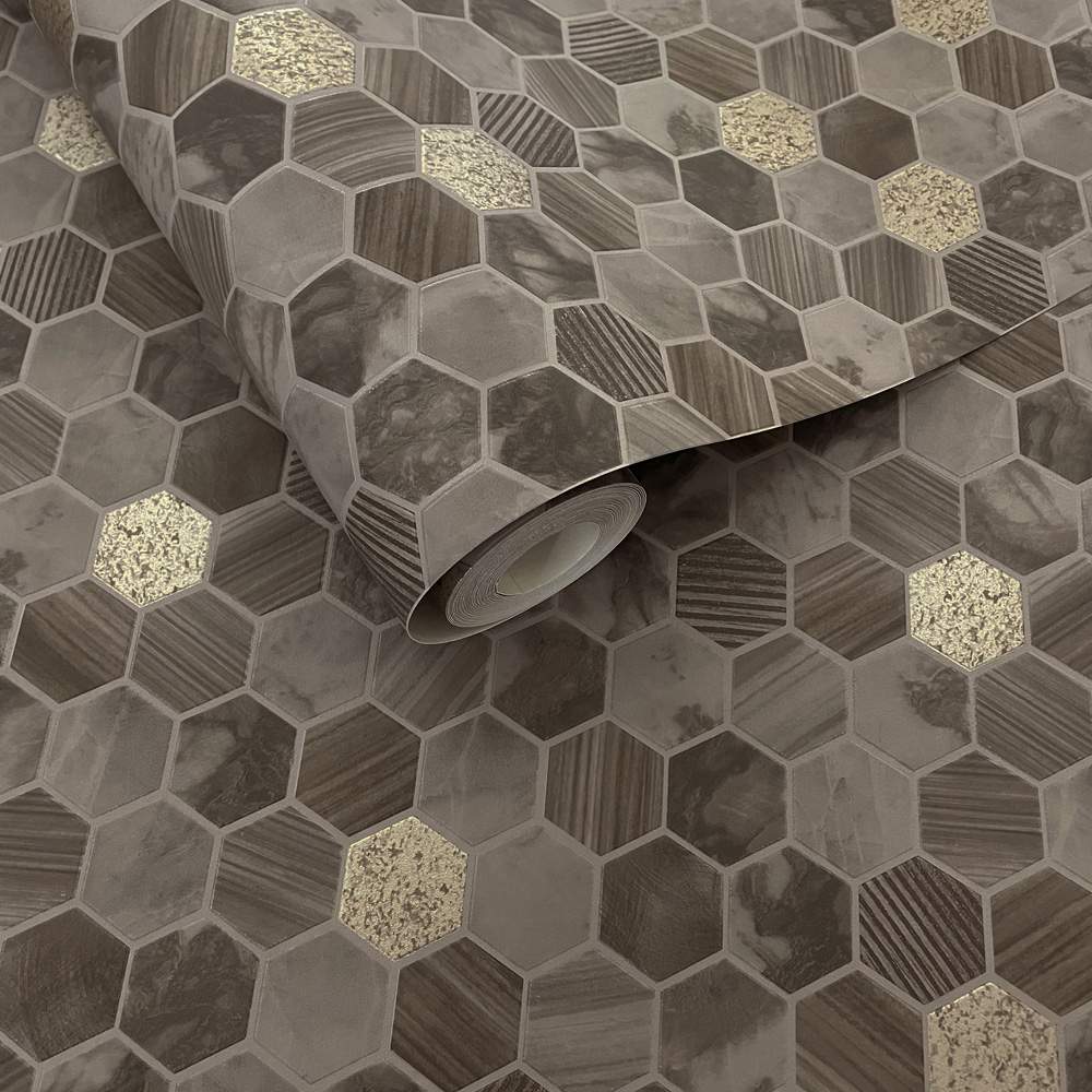 Holden Decor Hexara Tile Bronze Wallpaper Image 2