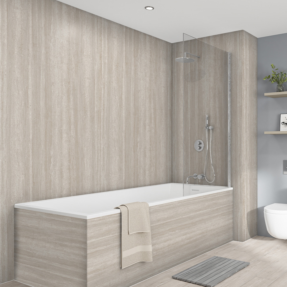 Wetwall Elite Double Post Formed Alpenina Marble Shower Panel 2420 x 580mm Image 1