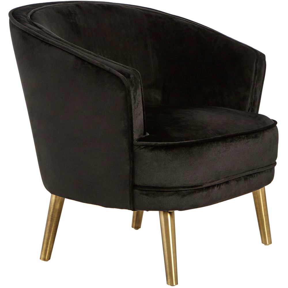 Premier Housewares Louxor Black Velvet Round Chair Image 2