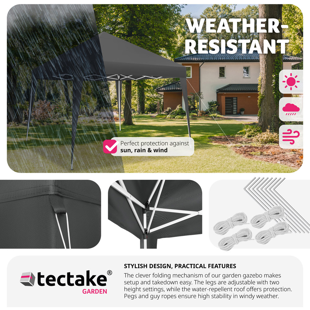 tectake Linosa 3 x 3m Grey Water and UV Resistant Gazebo Image 4