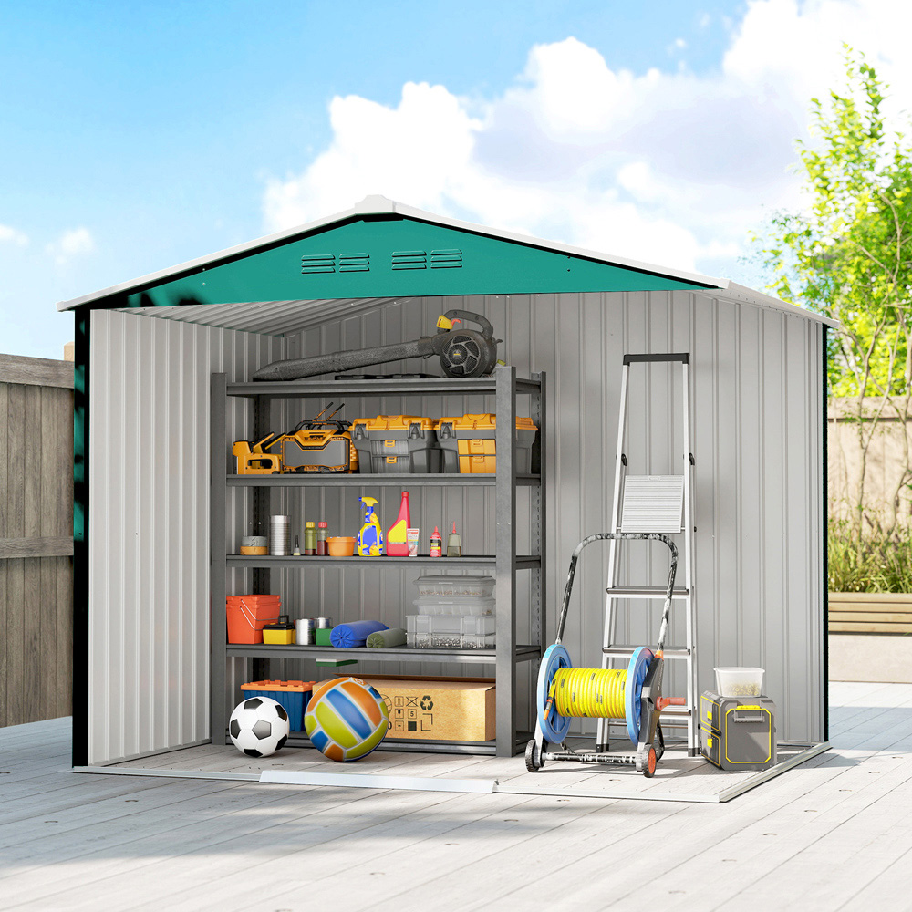 Outsunny 7.4 x 5.3ft Green Galvanised Steel Garden Storage Shed Image 4