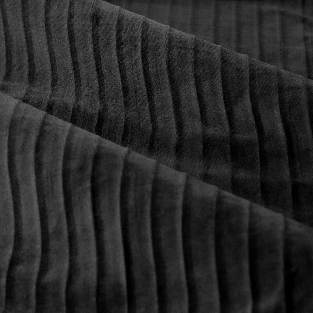 Paoletti Corinthian Black Velvet Eyelet Curtains 229 x 183cm Image 5