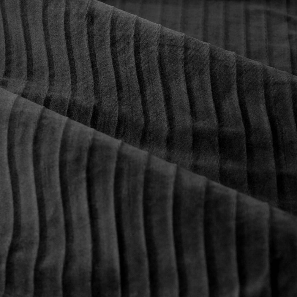 Paoletti Corinthian Black Velvet Eyelet Curtains 168 x 183cm Image 5