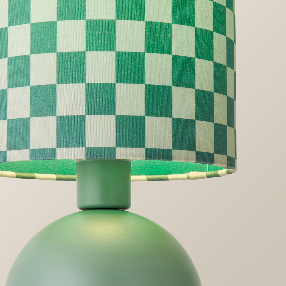 ValueLights Miley Green Checkerboard Drum Lamp Shade Moss Green LED Table Lamp Image 3