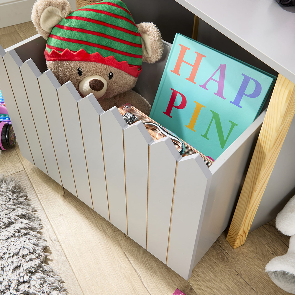 Home Source Ziggy Single Drawer Matt Grey Picket Fence Design Kids Storage Unit Image 6