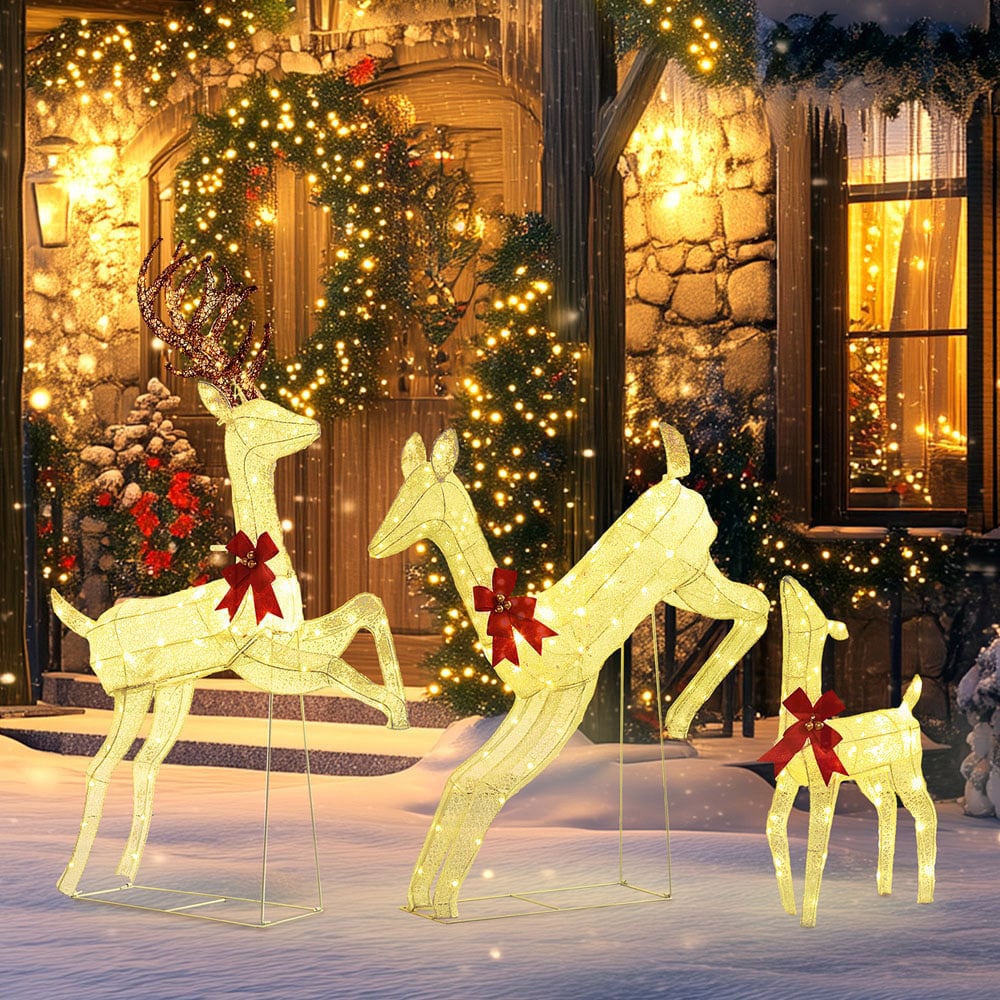 Everglow Light Up Reindeer Family Christmas Decoration 3 Piece Image 2