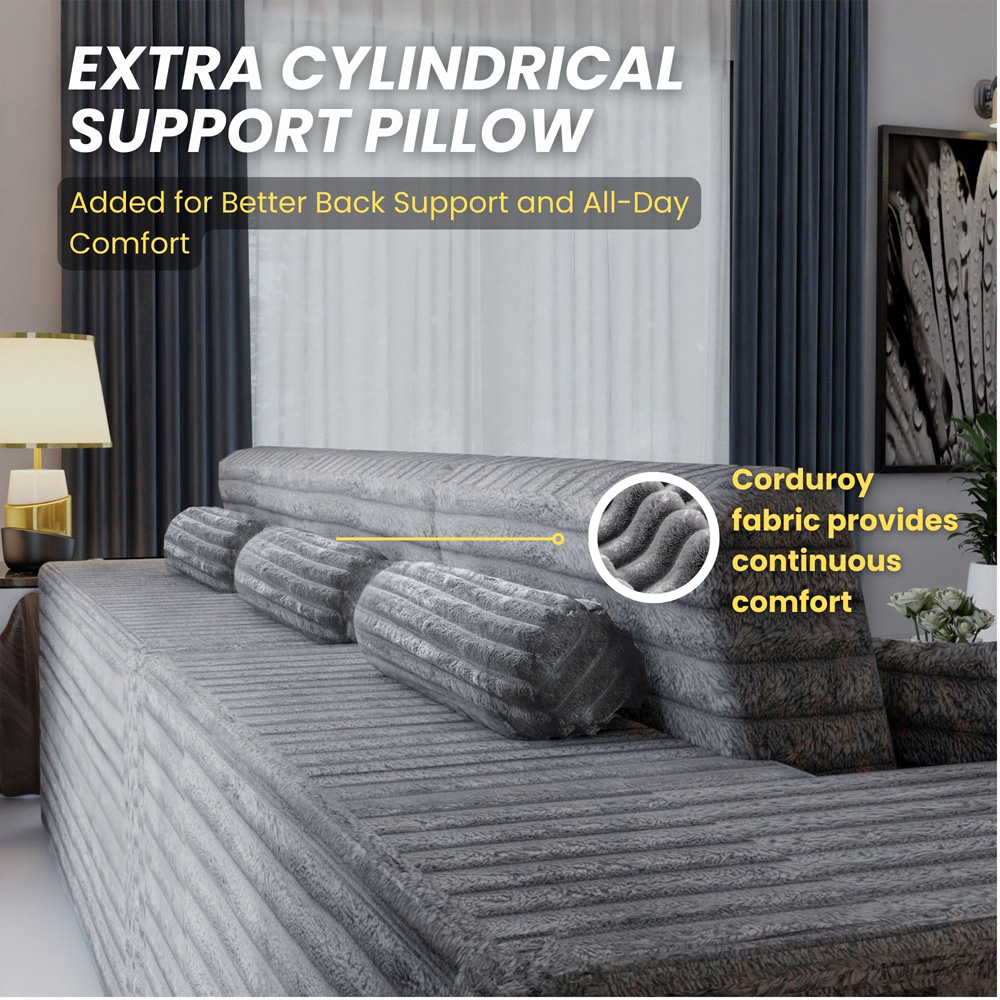 Sliding Wardrobes 4U 3 Seater L Shaped Grey Corner Sofa with Reversible Chaise Image 7