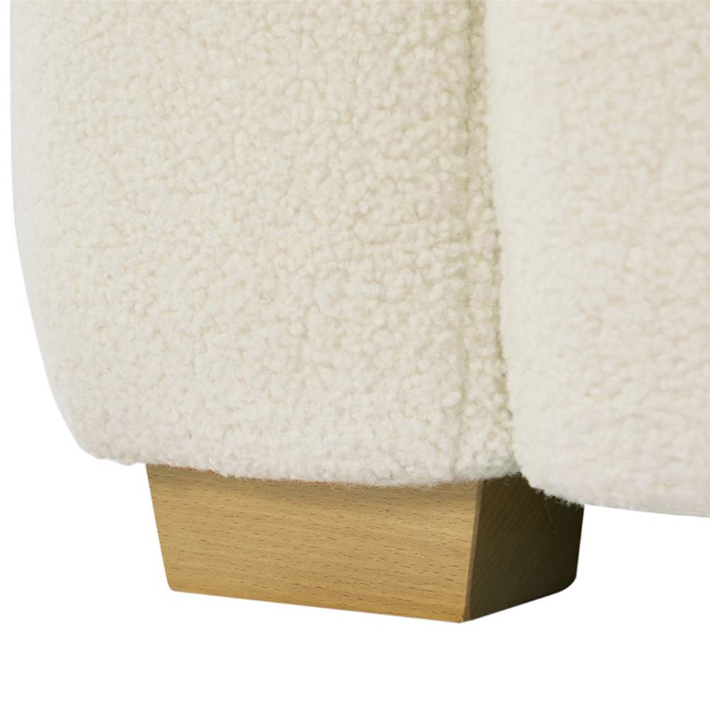 Furniture One 3 Seater White Teddy Fleece Sofa with 2 Pillows Image 7