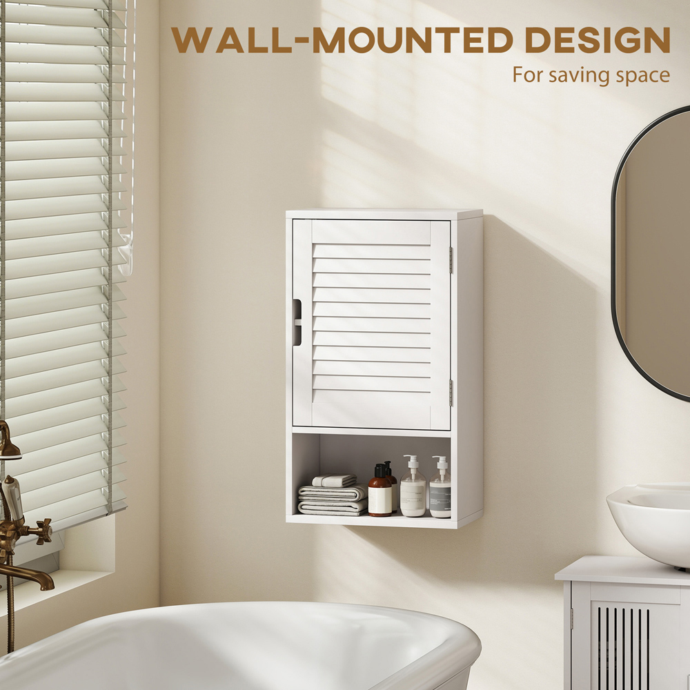 Portland Single Door Single Shelf White Wall-Mounted Bathroom Storage Cabinet Image 7
