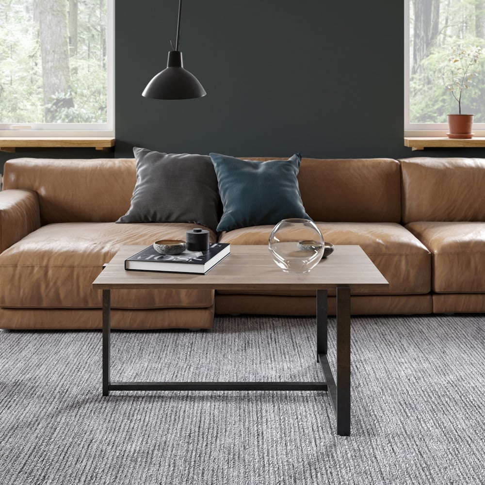 Decorotika Merideths Walnut and Black Metal Coffee Table Image 5