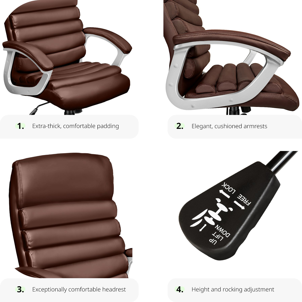 tectake Paul Brown Height Adjustable Padded Office Chair Image 3