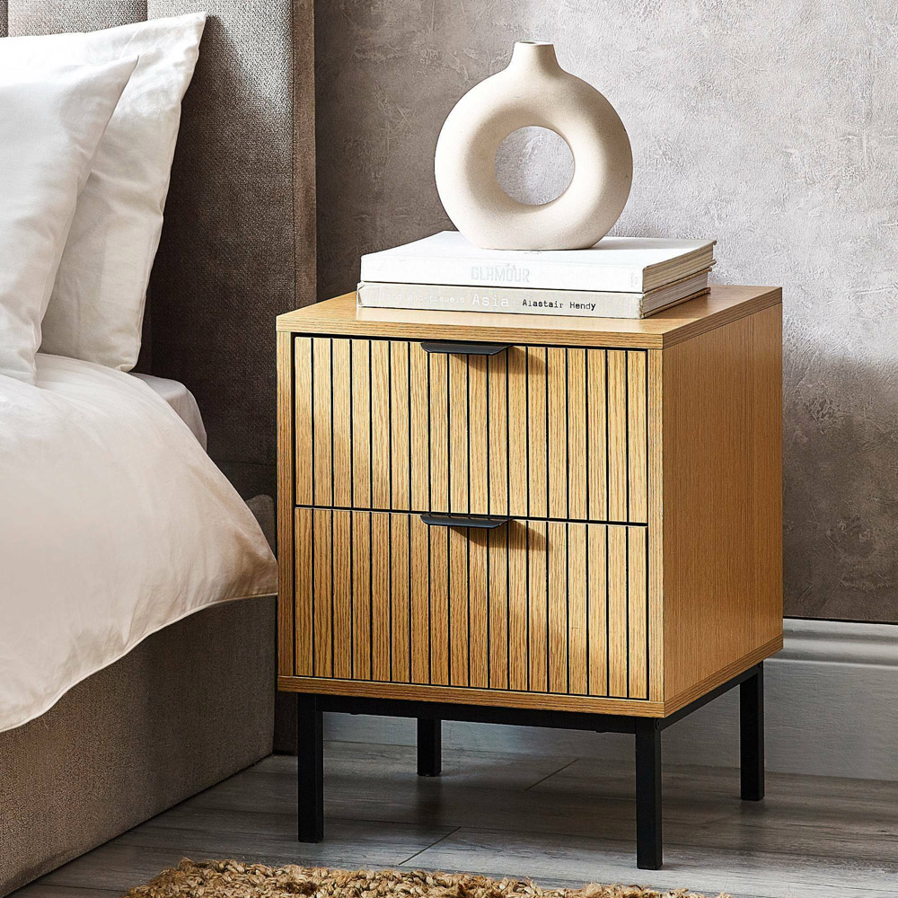 Julian Bowen Sia 2 Drawer Warm Wood Bedside Table Image 8