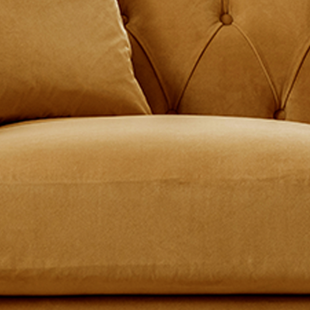 Elsie Chesterfield 3 Seater Ochre Plush Velvet Sofa Image 4