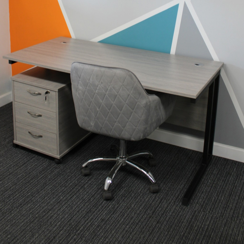 Kosy Koala Grey Wooden Office Desk with Drawer Unit and Chair Image 8