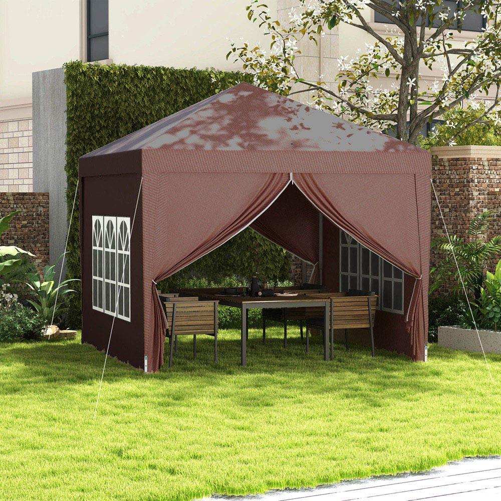 Outsunny 3 x 3m Coffee Party Canopy Tent with Carry Bag Image 3