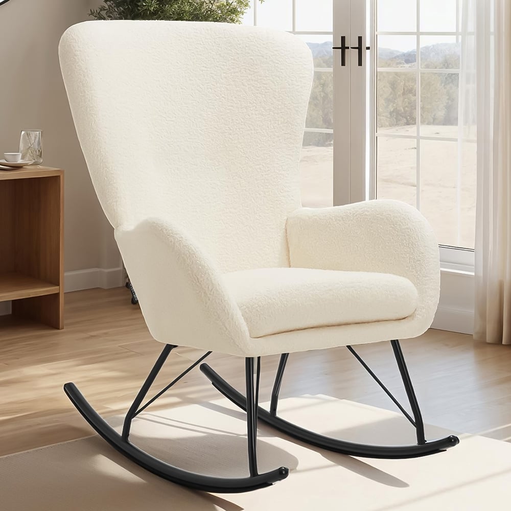 tectake Cream and Black Swing Rocking Chair Image 1