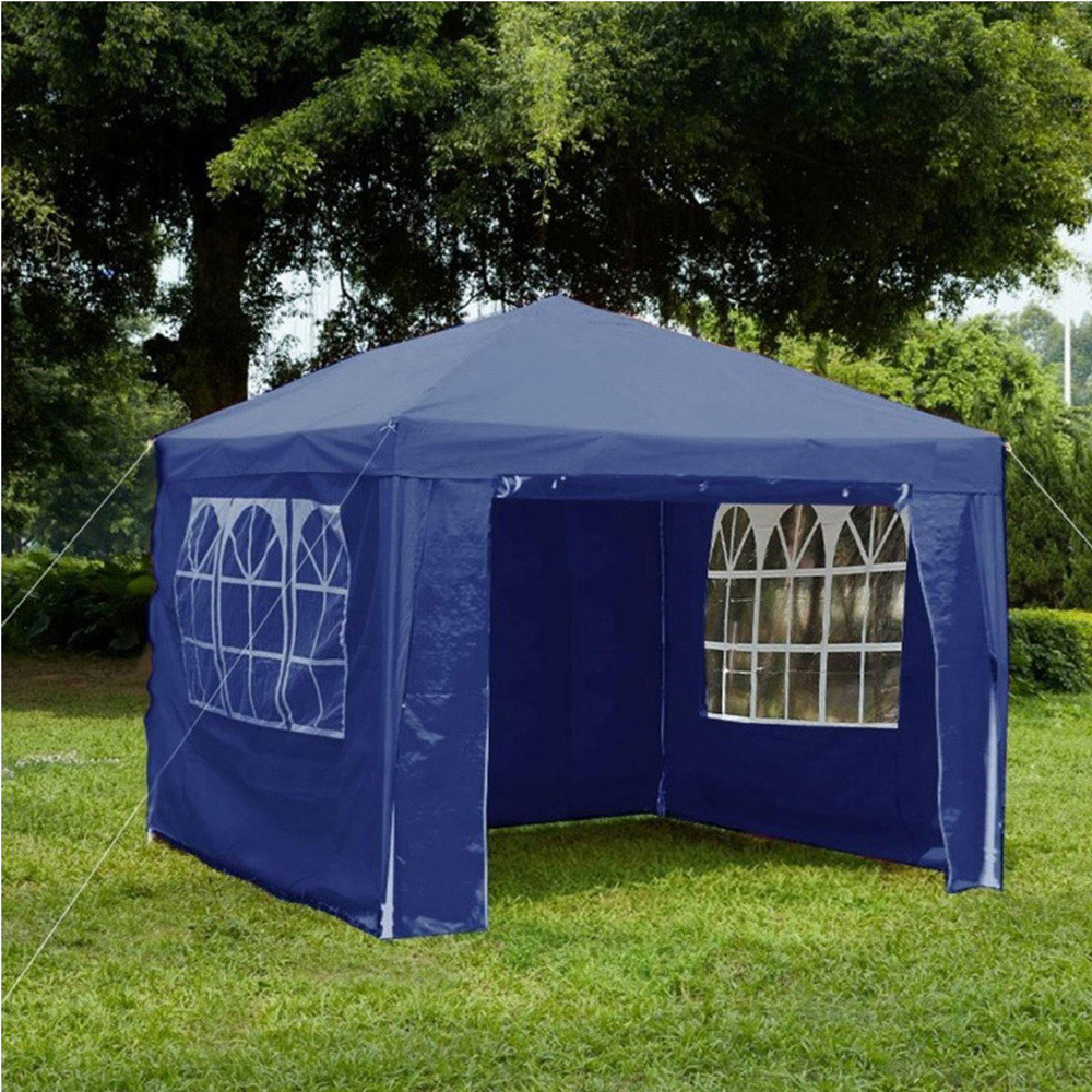 Gr8 Garden 3 x 3m Blue Garden Gazebo with Side Awning Image 2
