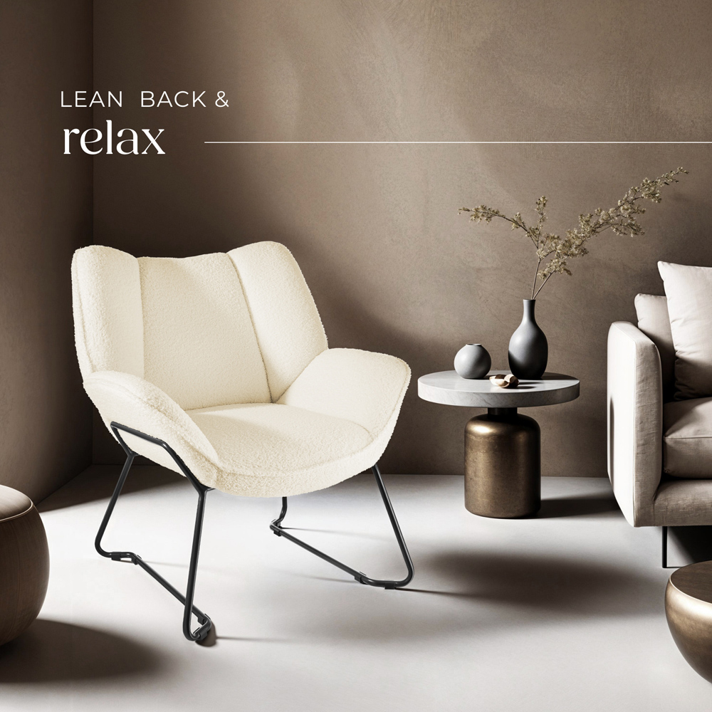 tectake Kjeld Cream Boucle Armchair Image 8